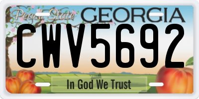 GA license plate CWV5692