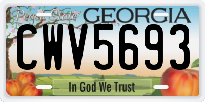 GA license plate CWV5693