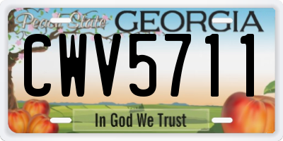 GA license plate CWV5711