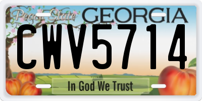 GA license plate CWV5714