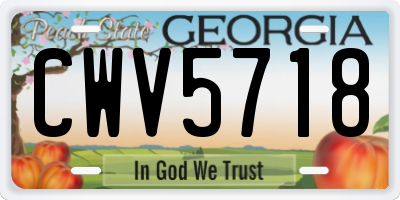 GA license plate CWV5718