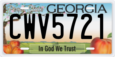 GA license plate CWV5721