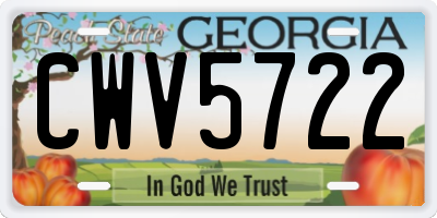 GA license plate CWV5722