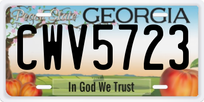GA license plate CWV5723