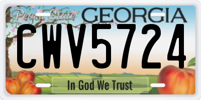 GA license plate CWV5724