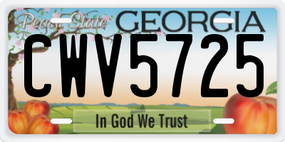 GA license plate CWV5725