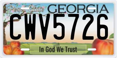 GA license plate CWV5726