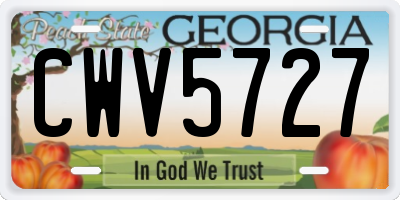 GA license plate CWV5727
