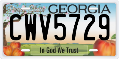 GA license plate CWV5729