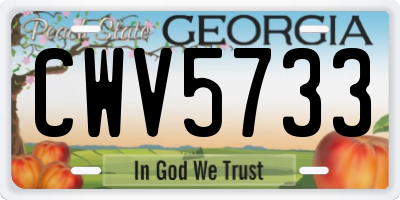 GA license plate CWV5733