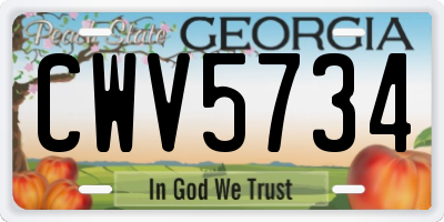 GA license plate CWV5734