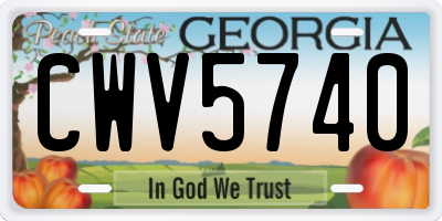 GA license plate CWV5740
