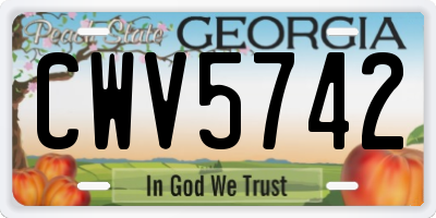 GA license plate CWV5742