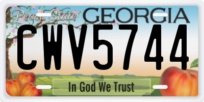 GA license plate CWV5744
