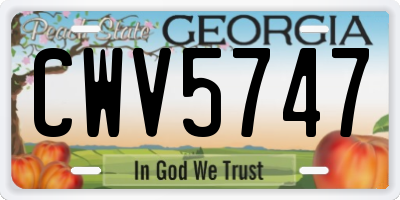 GA license plate CWV5747