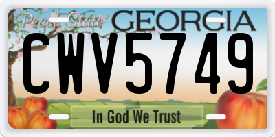 GA license plate CWV5749