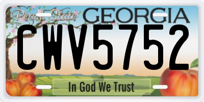 GA license plate CWV5752