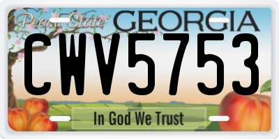 GA license plate CWV5753
