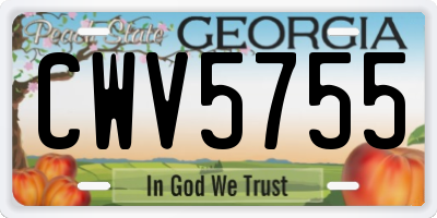 GA license plate CWV5755
