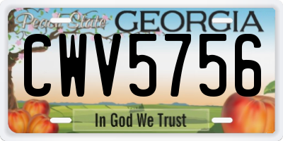 GA license plate CWV5756