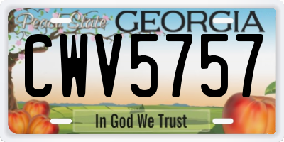 GA license plate CWV5757