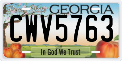 GA license plate CWV5763