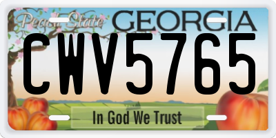 GA license plate CWV5765
