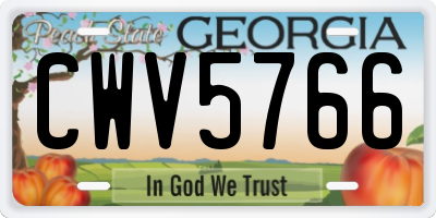 GA license plate CWV5766
