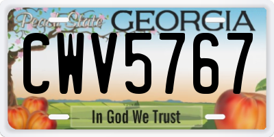 GA license plate CWV5767