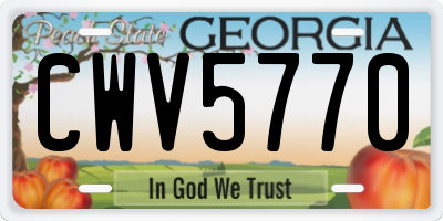 GA license plate CWV5770