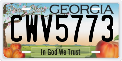GA license plate CWV5773