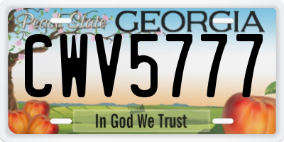 GA license plate CWV5777