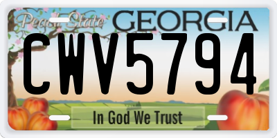 GA license plate CWV5794