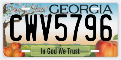 GA license plate CWV5796