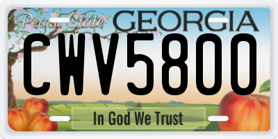 GA license plate CWV5800