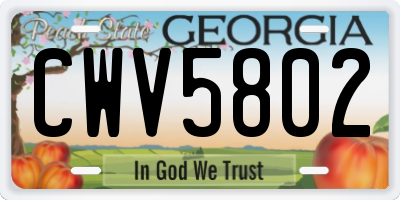 GA license plate CWV5802