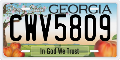 GA license plate CWV5809