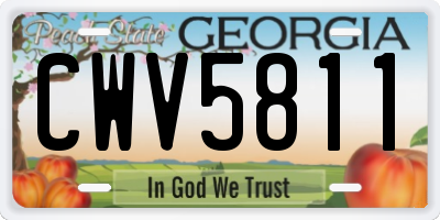 GA license plate CWV5811