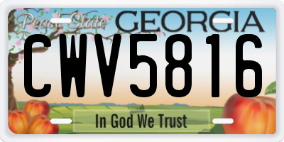 GA license plate CWV5816