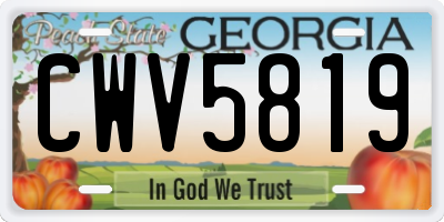 GA license plate CWV5819