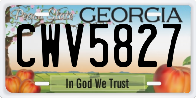 GA license plate CWV5827