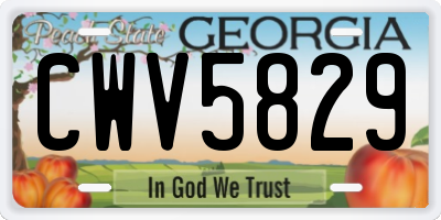 GA license plate CWV5829