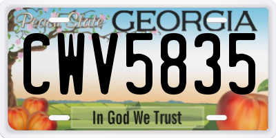 GA license plate CWV5835