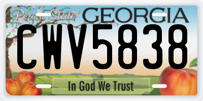 GA license plate CWV5838