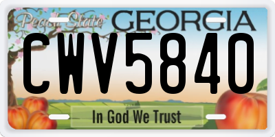 GA license plate CWV5840