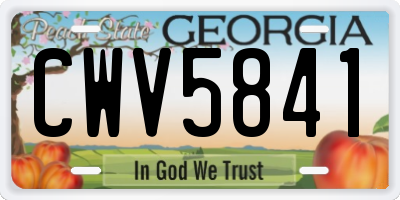 GA license plate CWV5841