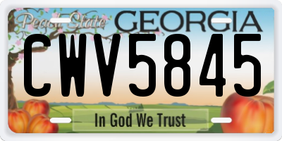 GA license plate CWV5845