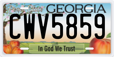 GA license plate CWV5859
