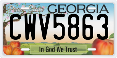 GA license plate CWV5863