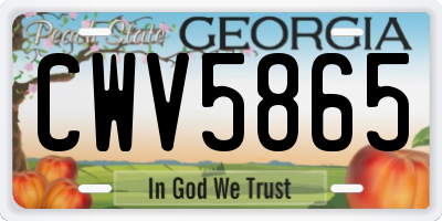 GA license plate CWV5865